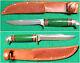 Vtg Sheath Blade Hunt Old Western Green Handle Knife 48 Pattern #1 Org fold case