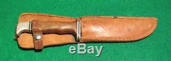 Vtg Sheath Hunt Blade Buck Knife Lignum Vitae Handle & #1 ORIG leather fold case
