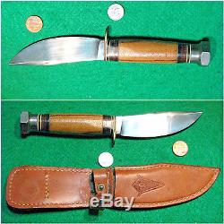 Vtg Sheath Hunt Outer Blade USA MARBLES Knife #1 Maverick Orig Leather Fold Case