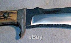 Vtg Sheath PRE 64 Blade Hunt PUMA WithH Bowi Stag Knife #1 Orig Fold 6377 Box case