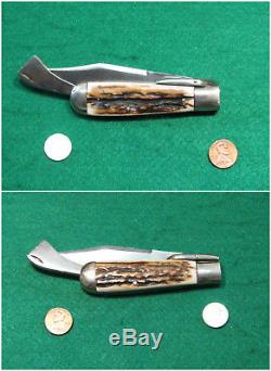 Vtg Sheath Pocket Blade MARBLES Safety Hunting Knife 1 Orig Leather Fold case