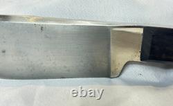 Vtg Skinner Knife Full Tang Black Handle 9.5 Long