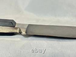 Vtg Skinner Knife Full Tang Black Handle 9.5 Long