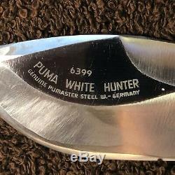 Vtg Used Puma White Hunter 6399 Fixed Blade Hunting Knife-leather Sheath-in Box