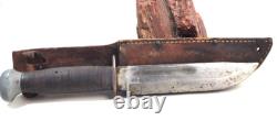 Vtg WW11 Era PAL USA RH 36 Fixed Blade Knife 11 Overall c1940's Stacked Leather