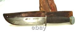 Vtg WW11 Era PAL USA RH 36 Fixed Blade Knife 11 Overall c1940's Stacked Leather