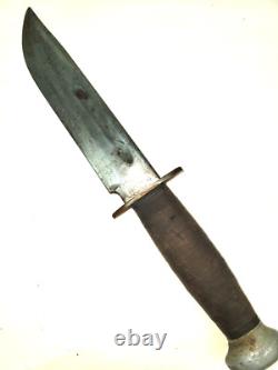 Vtg WW11 Era PAL USA RH 36 Fixed Blade Knife 11 Overall c1940's Stacked Leather