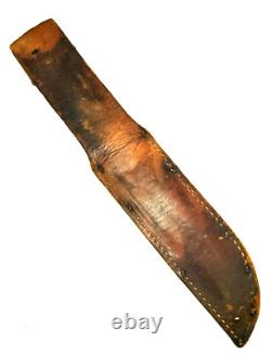 Vtg WW11 Era PAL USA RH 36 Fixed Blade Knife 11 Overall c1940's Stacked Leather