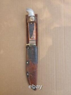 Vtg Western Knife 648 with Org Leather Acorn Sheath, Boulder, Colo. USA (reduced)