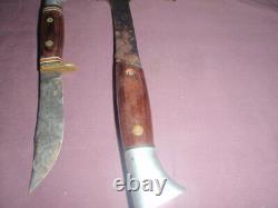 Vtg Western USA Hunting Knife & Hatchet W10 W66 D Combo Set w Sheath/ to restore