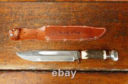 Vtg Wildcat 8X Fixed Blade Hunting Bowie Knife Solingen Germany Original Sheath