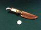 VtgWESTERNBOULDER, COLO. White Small 3 Hunting knife withACORN LEATHER SHEATH