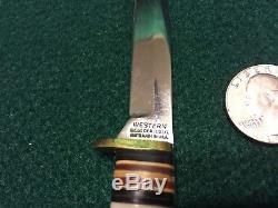 VtgWESTERNBOULDER, COLO. White Small 3 Hunting knife withACORN LEATHER SHEATH