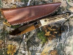 W. C. DAVIS STAG DROP POINT HUNTER KNIFE-LOVELESS DESIGN with SHEATH