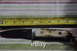 W C Davis Bob Loveless Clone Stag Handled Tapered Tang Hunting Knife