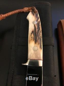 W. C. Davis Custom Stag Drop Hunter Knife-sheath-loveless Design