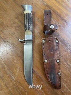 W. Clauberg (est 1810) Stag Handle Hunting Fixed Knife Solingen, Germany