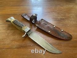 W. Clauberg (est 1810) Stag Handle Hunting Fixed Knife Solingen, Germany