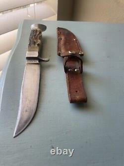 W. Clauberg (est 1810) Stag Handle Hunting Fixed Knife Solingen, Germany