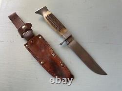 W. Clauberg (est 1810) Stag Handle Hunting Fixed Knife Solingen, Germany