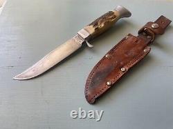 W. Clauberg (est 1810) Stag Handle Hunting Fixed Knife Solingen, Germany