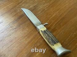 W. Clauberg (est 1810) Stag Handle Hunting Fixed Knife Solingen, Germany