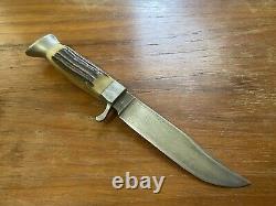 W. Clauberg (est 1810) Stag Handle Hunting Fixed Knife Solingen, Germany