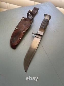 W. Clauberg (est 1810) Stag Handle Hunting Fixed Knife Solingen, Germany