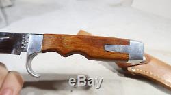 W Olsen OK #706 Hunting Knife w Leather Sheath Fixed Blade