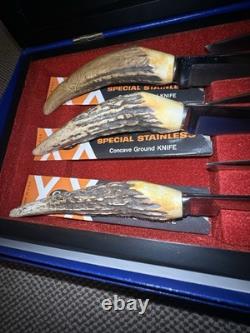 W. R. Case & Sons 6-Piece Genuine Stag Steak Knife Set, Pattern CAP 254 B/F WW2