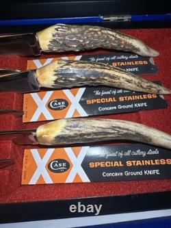 W. R. Case & Sons 6-Piece Genuine Stag Steak Knife Set, Pattern CAP 254 B/F WW2