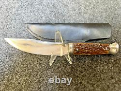 WOODCRAFT w- GREENBONE SLABS (Utica Cutlery, NY) Unusual Design SHEATH KNIFE