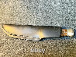 WOODCRAFT w- GREENBONE SLABS (Utica Cutlery, NY) Unusual Design SHEATH KNIFE