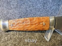 WOODCRAFT w- GREENBONE SLABS (Utica Cutlery, NY) Unusual Design SHEATH KNIFE