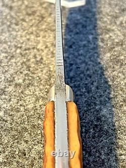 WOODCRAFT w- GREENBONE SLABS (Utica Cutlery, NY) Unusual Design SHEATH KNIFE