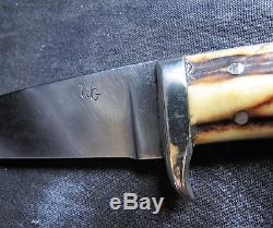 Wayne Goddard Custom-Made Hunting Knife withStag & Sheath, USA