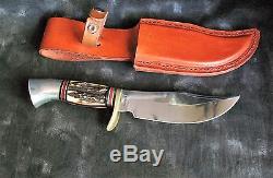 Western 701 Hunting Knife withSheath & Stag, 1970's Custom Shop