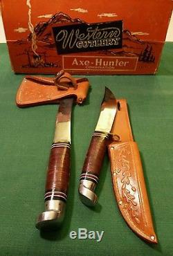 Western Axe-Hunter Combination L6610 Vintage Hunting Knife Hatchet Combo
