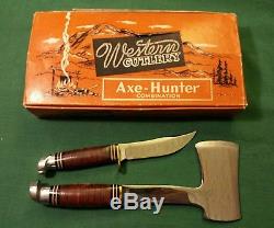 Western Axe-Hunter Combination L6610 Vintage Hunting Knife Hatchet Combo