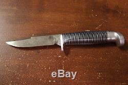 Western Black Beauty Hunting Knife F39 2 Blade Set Leather Sheath Buckmaster