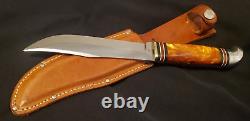 Western Boulder 10 Amber Pearl Fixed Blade Knife withcase Gem/Unused