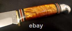 Western Boulder 10 Amber Pearl Fixed Blade Knife withcase Gem/Unused