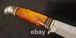 Western Boulder 10 Amber Pearl Fixed Blade Knife withcase Gem/Unused