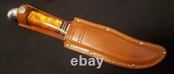 Western Boulder 10 Amber Pearl Fixed Blade Knife withcase Gem/Unused