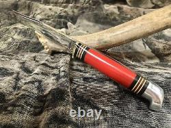 Western Boulder Colorado Fixed Blade Hunting Knife 50's-60's Red Handle