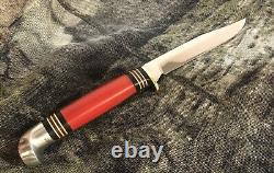 Western Boulder Colorado Fixed Blade Hunting Knife 50's-60's Red Handle