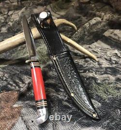 Western Boulder Colorado Fixed Blade Hunting Knife 50's-60's Red Handle