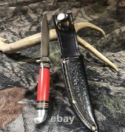 Western Boulder Colorado Fixed Blade Hunting Knife 50's-60's Red Handle