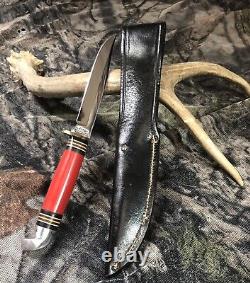 Western Boulder Colorado Fixed Blade Hunting Knife 50's-60's Red Handle