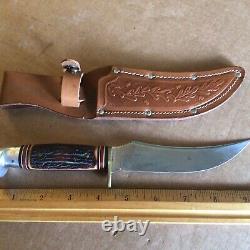 Western H39E Fixed Blade Hunting Knife withsheath, USA made, exc. Sharp used cond